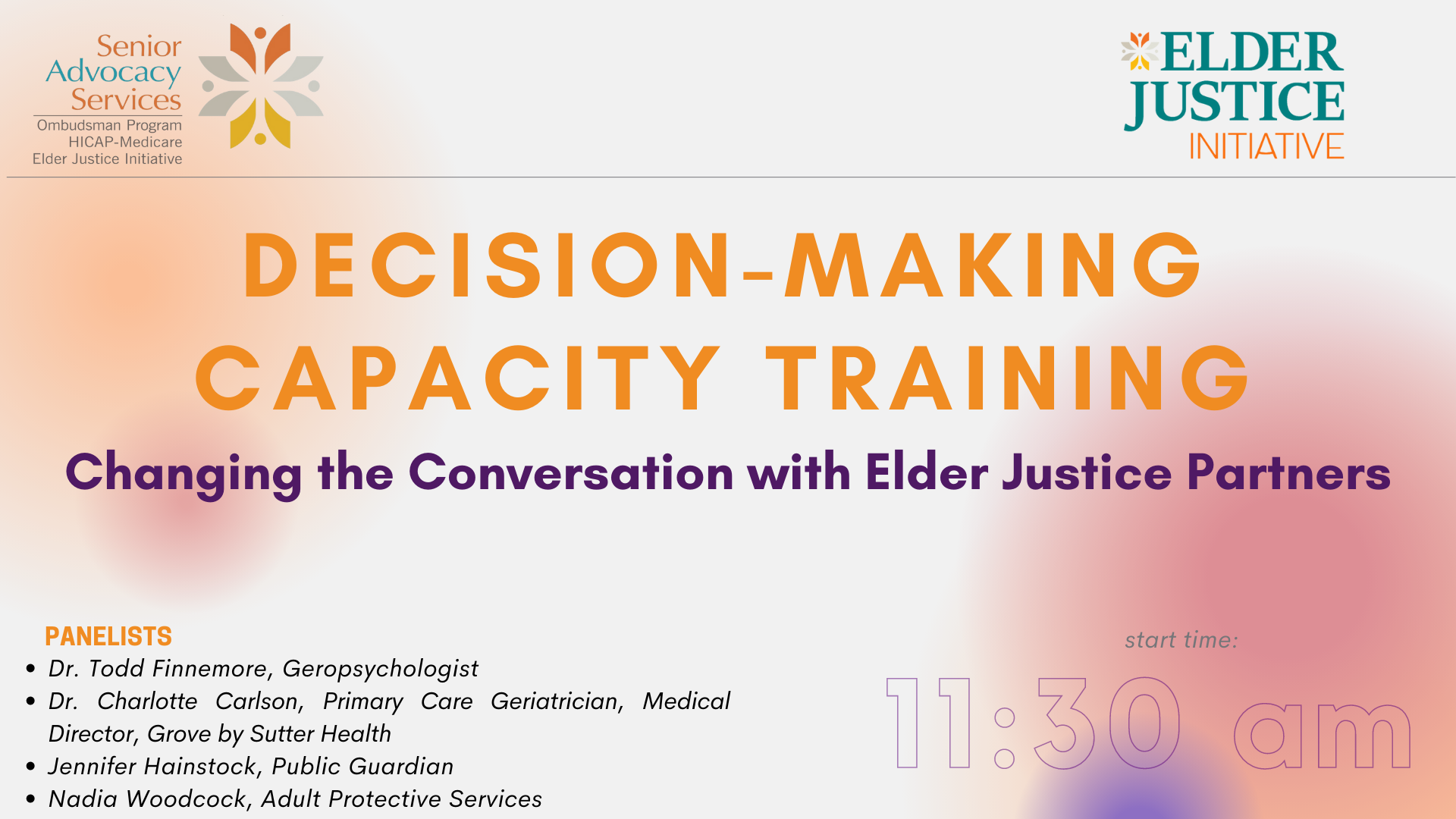 June 14 Decision-Making Capacity Training - Changing the Conversation with Elder Justice Partners