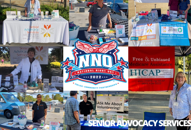 National Night Out collage of SAS volunteers and staff working our booth.