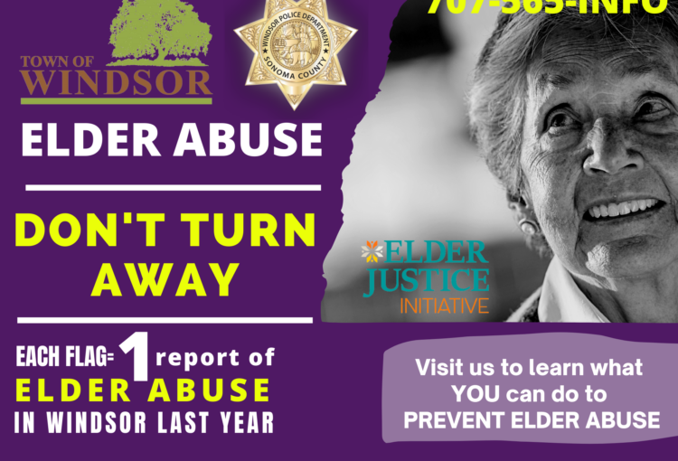 Town of Windsor Elder Abuse information leaflet graphic. 707-565-INFO
